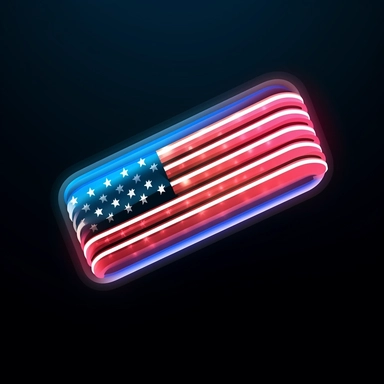 Futuristic log for User Interface vector Icon for school and education. American flag inspired with neon colors. red white and blue colors, Parotic Vibe. Warm. So real. 4k, vectctor. Hyper-Realistic. Simple. black back ground. red white and blue stroke, silhouette, clip art , in the style of Paul Rand, with colors like the American flag,4k, Realistic, strong, free, brave, vector, black-background,/ –ar 3:2 –v 5 –s 1000 –q 2