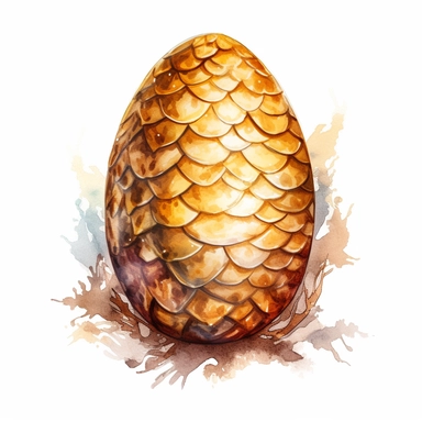 golden dragon egg, clipart, watercolor sketch, single design, separate, Rich, highly detailed, white background, 8k