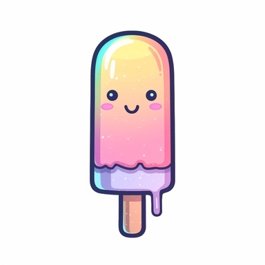 cute Clipart of a popsicle, Pastell color, white background