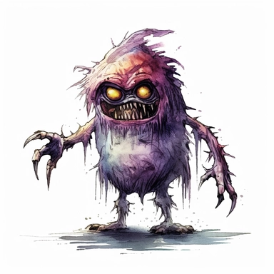 mystical dark scary watecolor halloween monster clipart, hd 4k, detailed, focused, isolated on white background