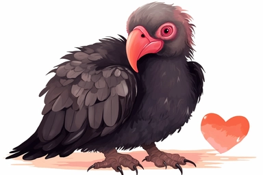 Cute California condor in valentine Day clipart, cartoon, white background,