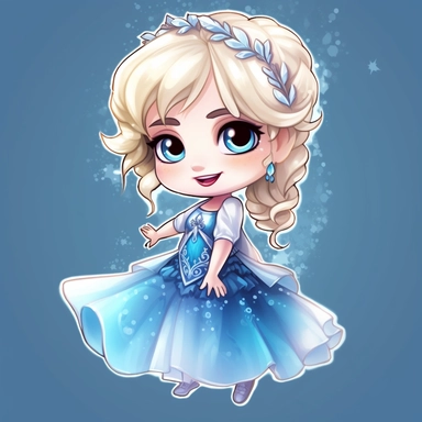 Chibi frozen princess elsa cute clipart, procreate style