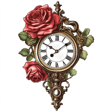 victorian grandfathers clock clipart red rose white background q2