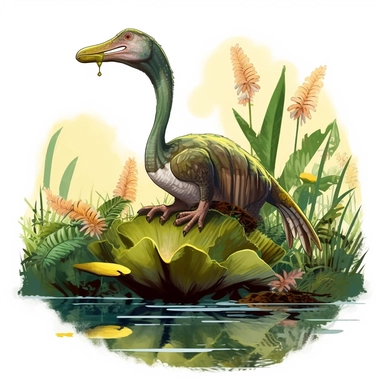 a dinosaur a duck billed dinosaur in the swamp eating plants duck billed dinosaur clip art