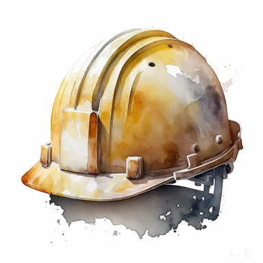 construction helmet clip art, watercolor, white background, no caption