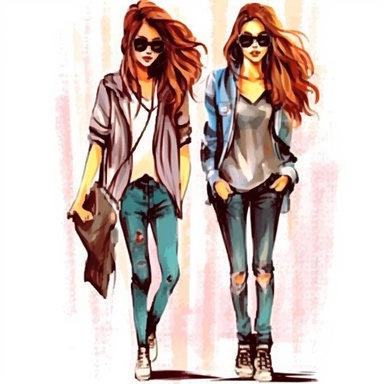 Soul Best Friends Clipart, Girlfriends, full body, fashion, pretty face