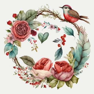 valentines wreath watercolor clipart