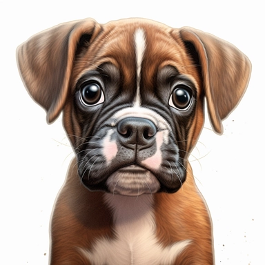 Boxer puppy, Closeup Portrait, Clipart, Digital art, kawaii, disney style, hyperdetailed, 1080p, Ultra-HD no background