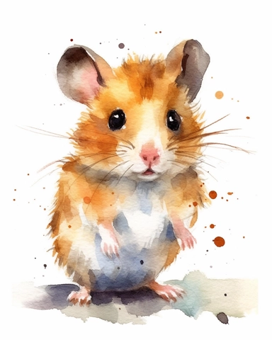 a realistic baby hamster clipart with watercolor illustration, full body shot ,8k, style of Bohemian, style of Anna Süßbauer and Jon Klassen,vector, Vector, white background,Solid Background, Sharpness and clarity, masterpiece, trending on Artstation and Dribbble.