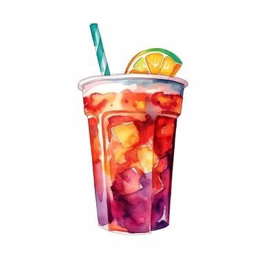cold beverage clipart, watercolor, white background,