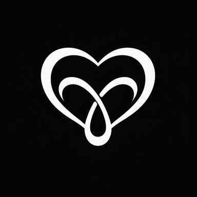 Infinity Symbol, black and white, simple, with the word Love, clipart