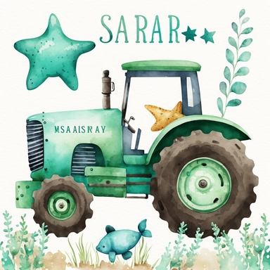 Farm Tractor Watercolor, Green Tractor Boys Clipart Nursery Décor Farm Tractor PNG Commercial Use Farming Vehicles Watercolor Illustration Cute Starfish PNG Clipart Ocean Animals Starfish PNG Adorable Star Fish Water Bubbles Sublimation Starfish Wall Art Printable Print for Kids