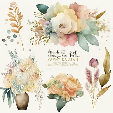 watercolor wedding flower boutique clipart