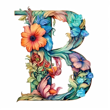 Beautiful Pastel Vintage Flower Alphabet Letter  I ,i, Watercolor and ink Clipart, Cartoon, hyper-realistic, high contrast, intricate detail, illustration style, high solution on the white background