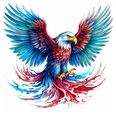 Red white and blue American Eagle Clipart