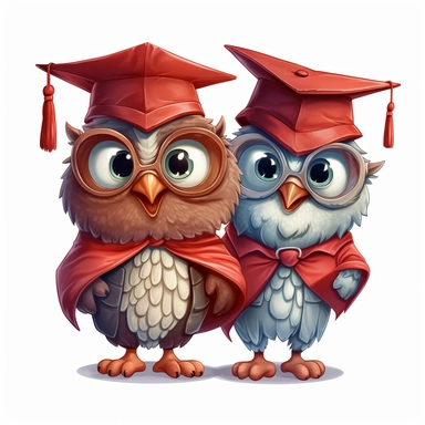 red Graduation couple Owls best friend Clipart Grad Student Owl PNG, Illustration clipart, 4K, extremely detailed Sublimation Clipart,Cartoon,hyper realistic, intricate detail, illustration style,high solution,on the white background