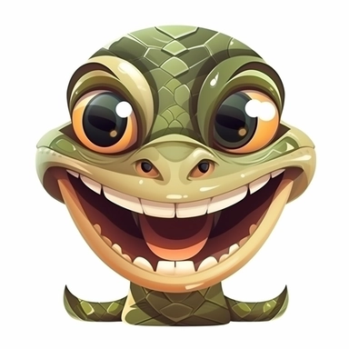fantasy happy cute cobra face, cartoon, clipart, mascot, isolated on white background