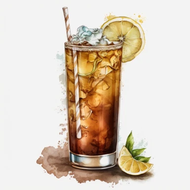 long island iced tea cocktail, watercolor, clipart, no title, no text, no captions
