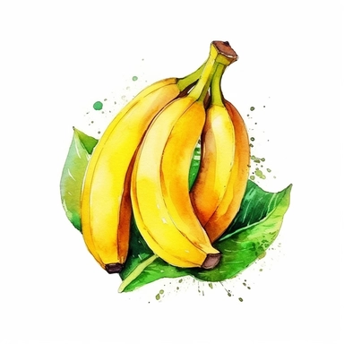 banana clip art in the style of water color painting