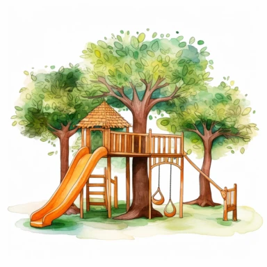 Watercolor Playground Clipart - Jungle Gym Download - Instant Download - Elementary School - Swing Set - Slide - Tree House - Kid's Play Watercolor Clipart vector watercolor clipart minimalist bright colors isolated with white background no shadow 8k