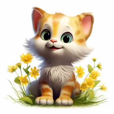 clipart, cute cat, classic disney, spring, no text
