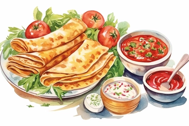 Watercolor, Kasha, Ukrainian cuisine, clipart, hd, on a white background, spaced out