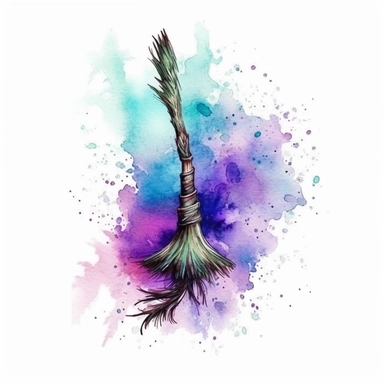 witch broom watercolor dark arcadia clip art