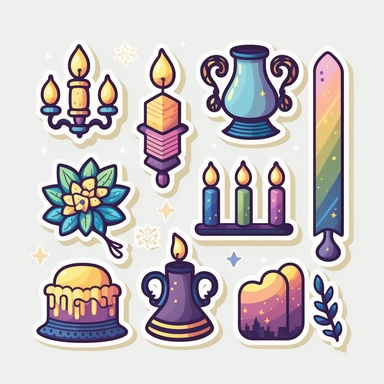 vector sticker design, Hanukkah clipart, white background, flat colors
