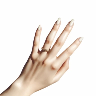 A woman’s hand with bent fingers with a manicure should be good to see the nails, white background, clipart style