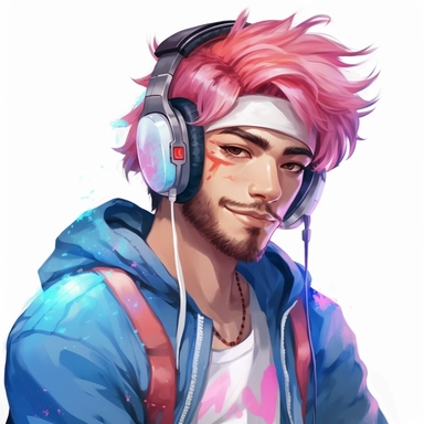 beautiful stunning handsome cute anime gamer young man,diferent poses, diferent hair colours paint art style, clipart, white background, superrealistic, one of a kind