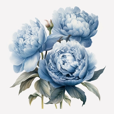 Watercolour realistic pastel blue peonies intricately realistically detailed pastel blue peonies, PNG image, transparent background ,ultra highly detailed, 18k, sharp focus, bright photo with vibrant colours, digitally enhanced,photographic, enhanced graphics, png format, straight, sharp focus, bright lighting, intricate detailed png image ,high definition,300dpi,graphic clipart,computer graphics