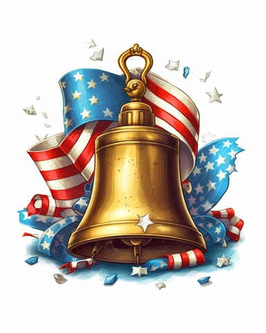 Create a comprehensive set of clipart illustrations featuring patriotic symbols such as the Liberty Bell, the American eagle, and the Constitution, that can be used to create a variety of designs for 4th of July celebrations.