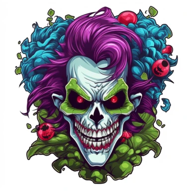 joker skull fantasy clipart cartoon style