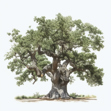 watercolor clipart of oak tree, white background, white vines, 4k, octane render, detailed, hyper-realistic, cinematic, photography by Joel Meyerowitz, Roger deakins, Slim Aarons, Craig Mullens, artstation