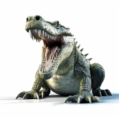 3D Big Crocodile Dangerous Clipart isolated on white background
