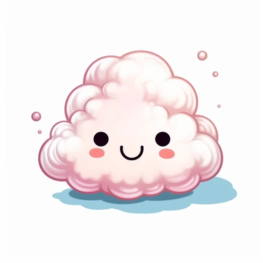 a kawaii puffy cloud clipart, white background