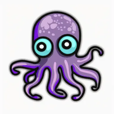 doodle toy octopus, with dumb eyes, vector graphics, clipart