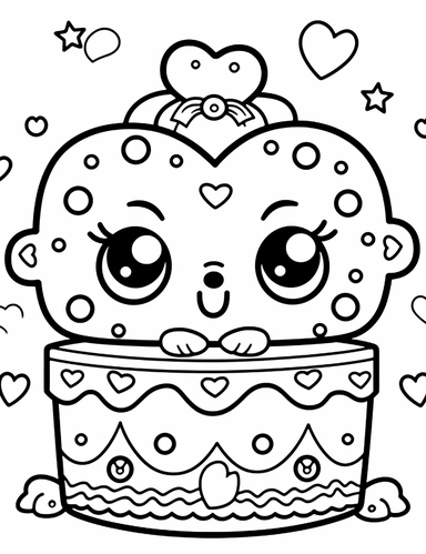 Let your creativity flow with a kawaii bread loaf, with a friendly face and a soft, brown crust. Use warm colors to make it inviting! For Simple Coloring page,Big eyes,line art, thick lines, black and white,clipart, illustration, on white background,Detailed,Details