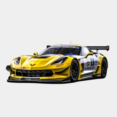 chevrolet corvette racing car clipart with wind background, white background, photorealistic, 4k, digital illustration