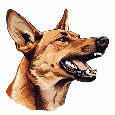 all brown female american dingo head barking looking left clipart