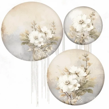 scrapbook paper template, intricate three small bouquets of white floral watercolor clipart on the borders on paper, luxurious textures, nature-inspired pieces, very high resolution