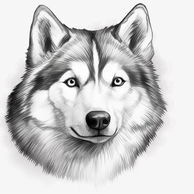 husky clipart no background, white, black, svg, sketchbook, free lines, on paper