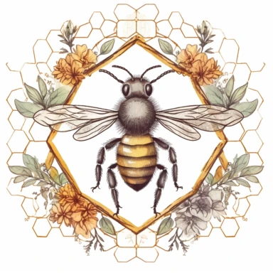 a watercolor clipart, vector of beesweep in the style of vintage imagery, decorative paintings, subtle shading, nature core, muted colors, craftcore, on a white background, uhd image