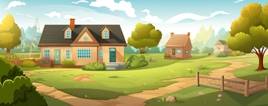 large backyard on a sunny day clipart