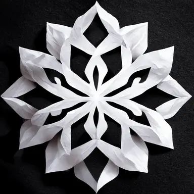 white paper snowflake, snowflake made of white paper, black background, no shadow, realistic, clipart