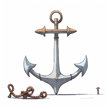 medieval anchor heavy 150 kg, Clipart watercolor, without details, minimalist, white background,