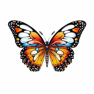clipart with white background, cute butterfly side view, clearly defined separate image, high quality--ar3:4-no mockups, watermarks, numbers, writing, letters--q2--v5.1--s1000