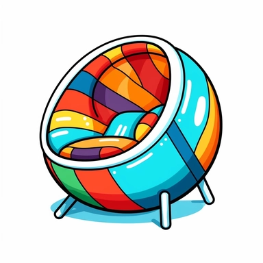 A clip art image of colorful doodle beach ball chair cartoonish isolated white background, minimalist, 8K, C20