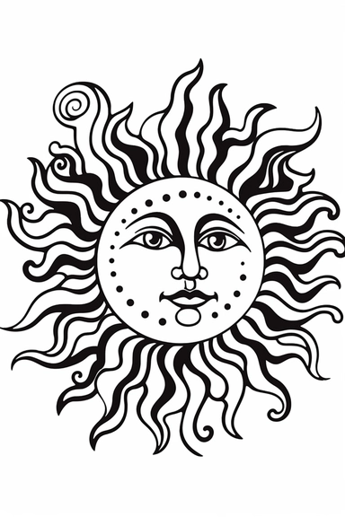 sun , clipart style of coloring book for children, super simple, thick, clear, lines, black and white, white background