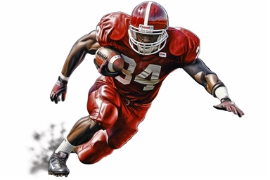 athlete + Football in the halls , highly detailed, isolated on white, clipart,